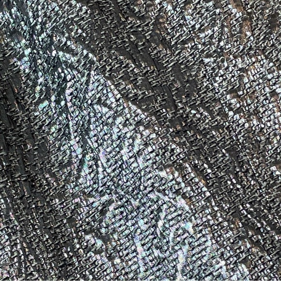 Chico's Sz 2 Jacket Metallic Silver Sophisticate Formal Evening Coletta jacket L - Picture 3 of 8